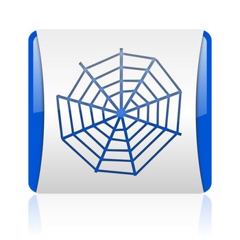 spider web blue square web glossy icon