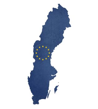 European flag map of Sweden isolated on white background.