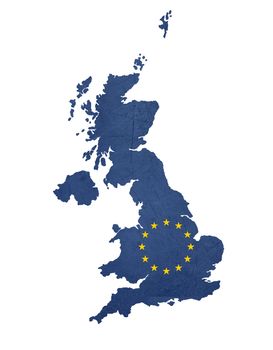 European flag map of United Kingdom isolated on white background.