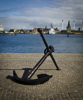 Large anchor on the quayside at Copenhagen