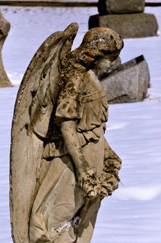 Side View of Angel Cemetery Statue
