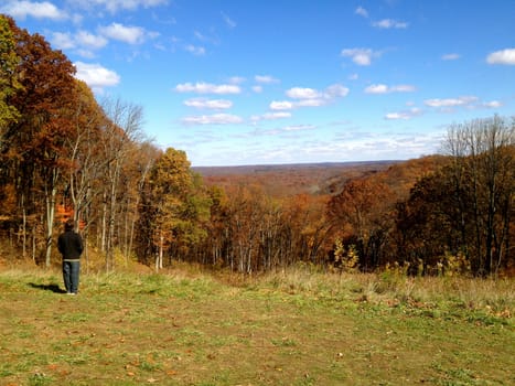 Teen looks at Brown County Landscape