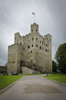 Rochester castle with Union Jack flying