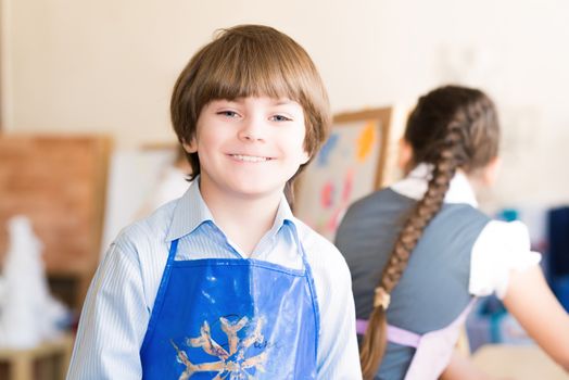 Portrait of a boy, the children learn in art school