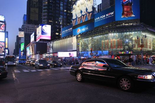 NEW YORK CITY - MAY 16: Times Square, featured with Broadway Theaters and huge number of LED signs, is a symbol of New York City and the United States, May 16, 2013 in Manhattan, New York City