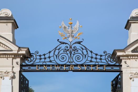 Close up of the main entrance to the Warsaw University in Poland