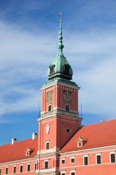 Royal Castle in the old town of Warsaw, Poland. Blue sky