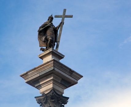 Sigismund's Column close-up, located in the old town. Warsaw, Poland