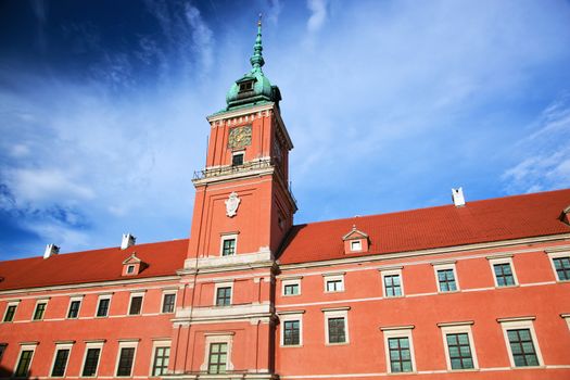 Royal Castle in the old town of Warsaw, Poland. Blue sky
