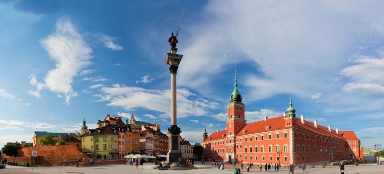 Panorama of the old town in Warsaw, Poland. The Royal Castle and Sigismund's Column called Kolumna Zygmunta