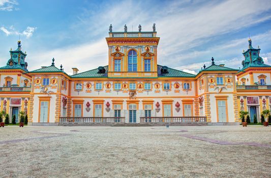 The royal Wilanow Palace in Warsaw, Poland. View from Upper Garden