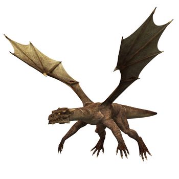 3D digital render of an evil dragon  isolated on white background