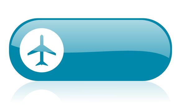 airplane blue web glossy icon