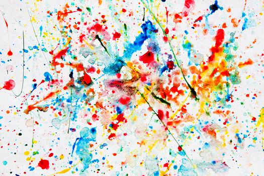 Colorful watercolor splash on white paper. Art background