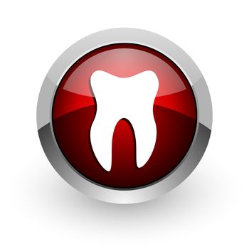 tooth red circle web glossy icon