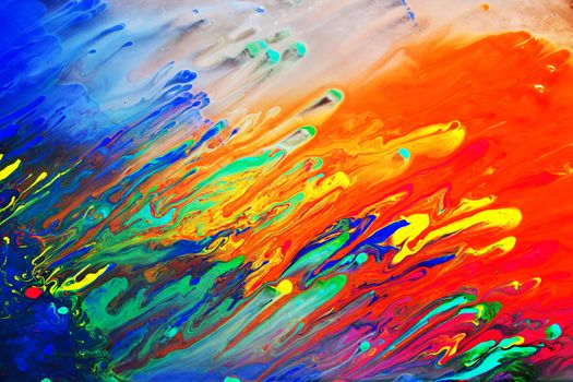 Colorful abstract acrylic painting. Natural dynamic mixture of colors flow background