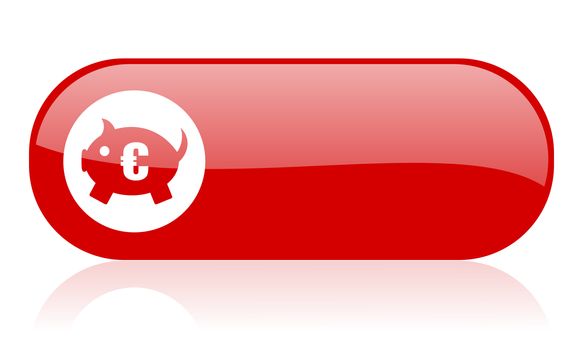 piggy bank red web glossy icon
