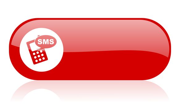sms red web glossy icon