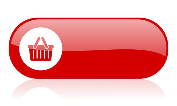 shopping cart red web glossy icon