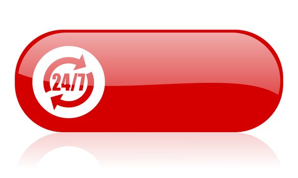 24/7 red web glossy icon