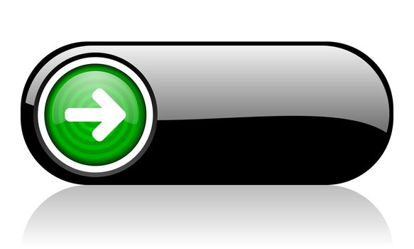 arrow left black and green web icon on white background