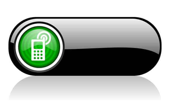 cellphone black and green web icon on white background