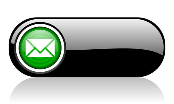 mail black and green web icon on white background