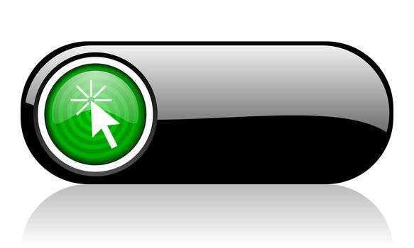 click here black and green web icon on white background