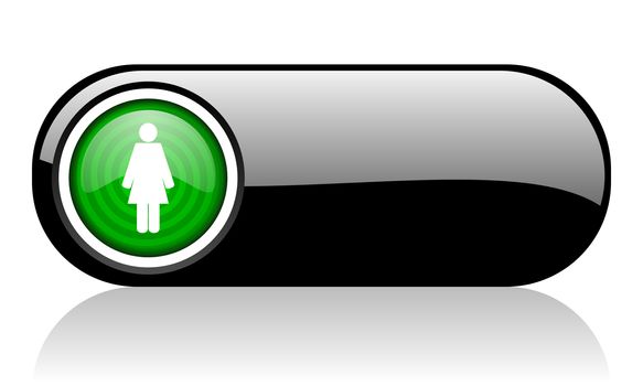 woman black and green web icon on white background