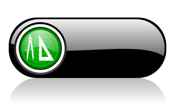 e-learning black and green web icon on white background