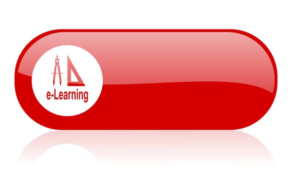 e-learning red web glossy icon
