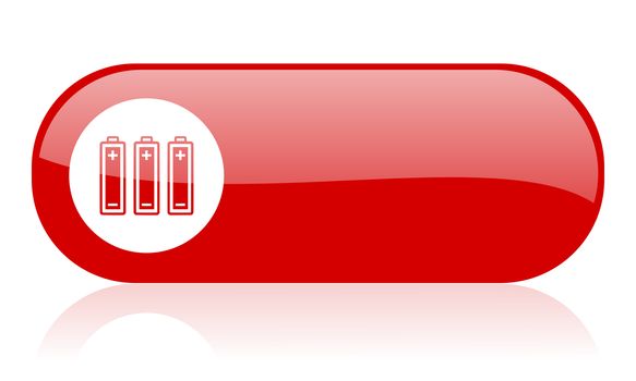 batteries red web glossy icon