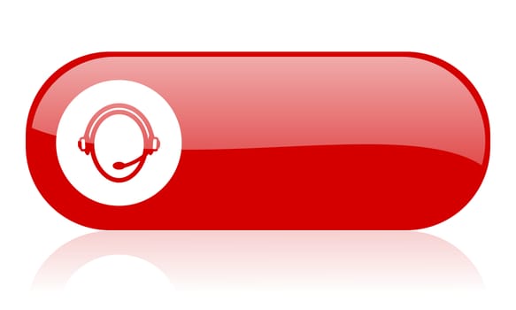 customer service red web glossy icon