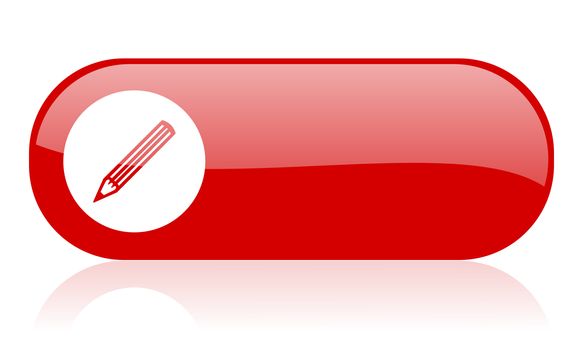 pencil red web glossy icon