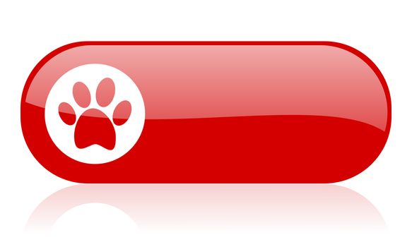 animal footprint red web glossy icon