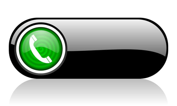 phone black and green web icon on white background
