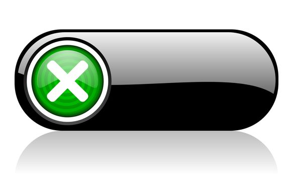 cancel black and green web icon on white background