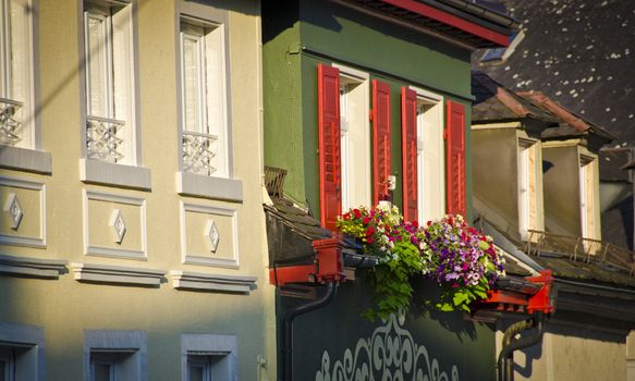 German windows in morning sunlight