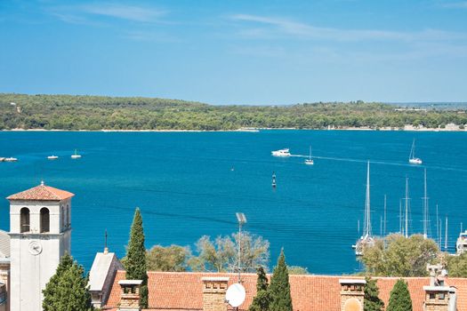 View of the city and the bay from the hill Kastel. Pula. Croatia