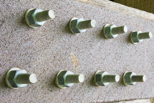 Nuts and Bolts on Old Bridge Closeup