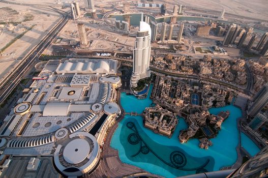 The Dubai Mall is the world's largest shopping mall and new modern hotel address at Downtown Burj Dubai. View from the lookout Burj Khalifa. United Arab Emirates