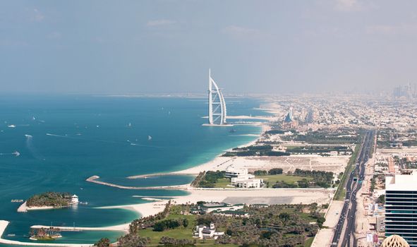 View on Burj Al Arab and part of Dubai, United Arab Emirates