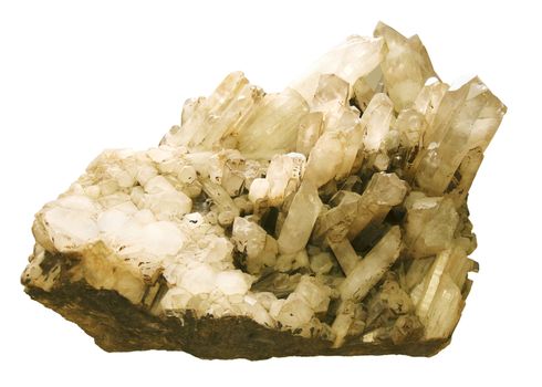 druse of quartz on a white background