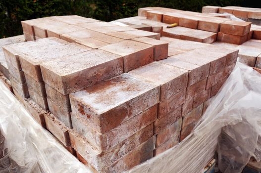 Construction material: paver bricks to be installed on a patio