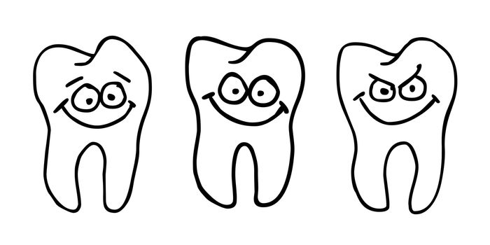 funny tooth with comic face - illustration
