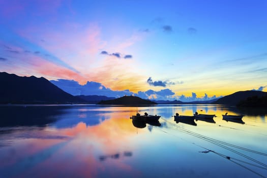 Sunrise over the sea in Hong Kong