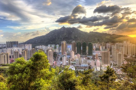 Sunset in Hong Kong, Tuen Mun.