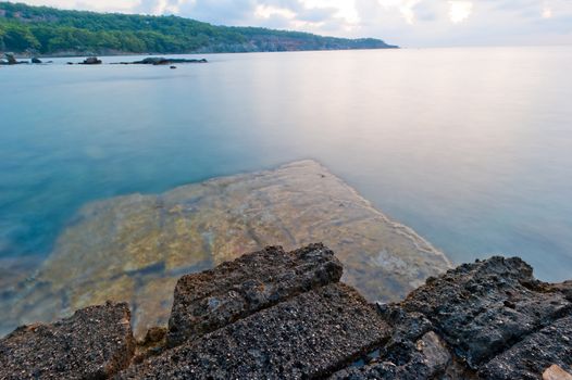 ruins of ancient Phaselis on the background of the sea