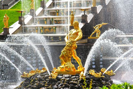 Samson Fountain of the Grand Cascade in Peterhof Palace, Russia