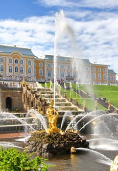 Samson Fountain of the Grand Cascade in Peterhof Palace, Russia